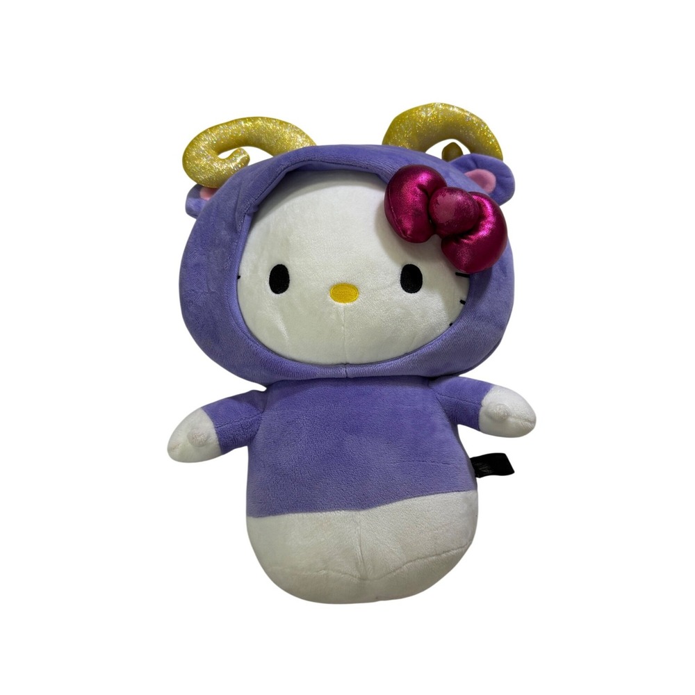 Sanrio Hello Kitty Plush 15" Purple Aries Zodiac Constellation Gold Horns